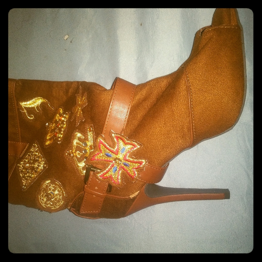 High heel open toe boots